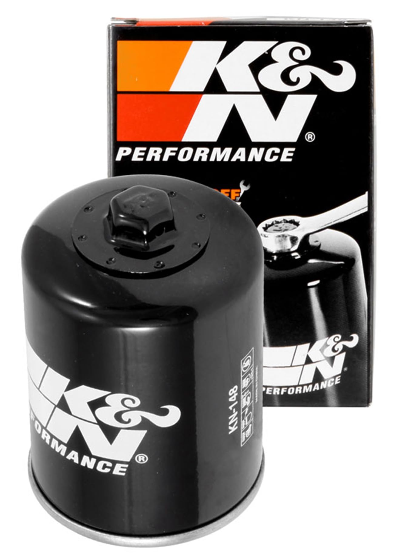 K&N KN-148 motorcycle oil filter body design emphasizes high flow