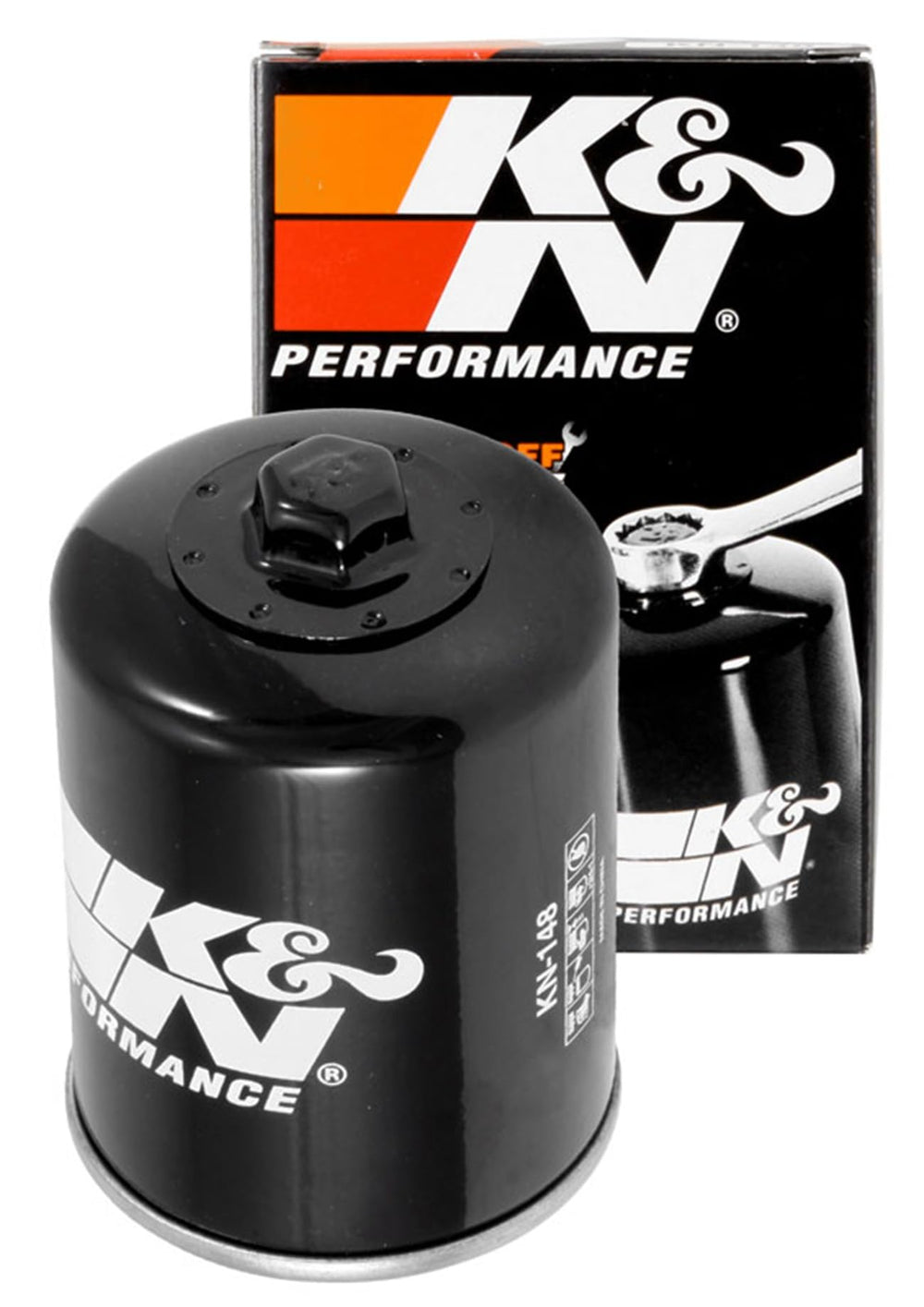 K&N KN-148 motorcycle oil filter body design emphasizes high flow