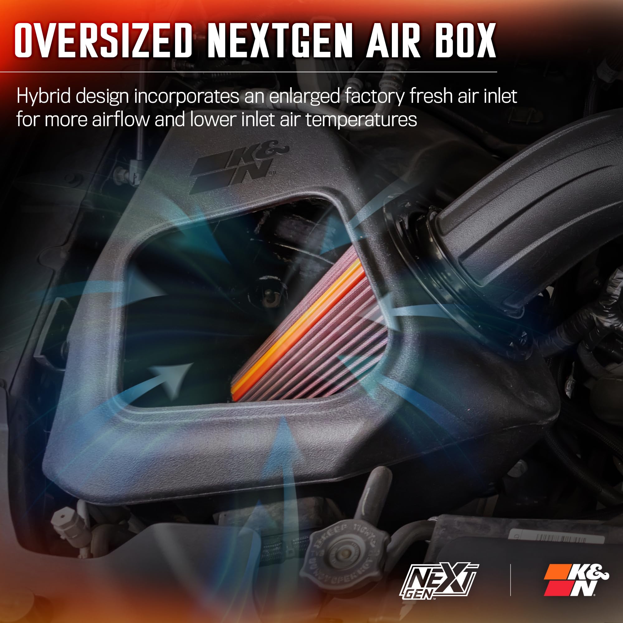 K&N NextGen engine bay view emphasizes sleek airbox design
