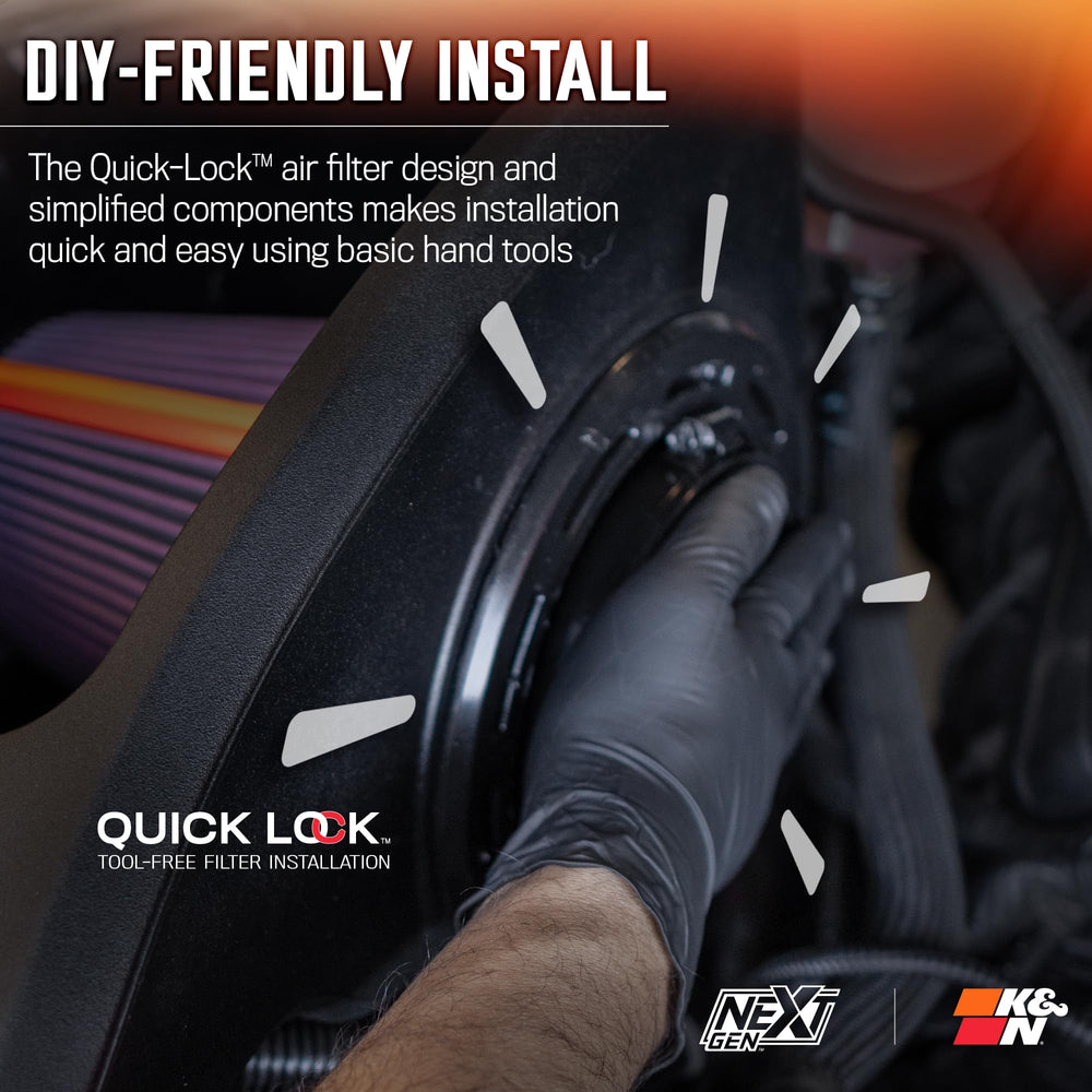 K&N performance visuals imply enhanced throttle response and airflow.