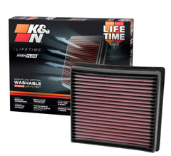 KN Performance diesel high-flow air filter installed in RAM 2500 engine bay improves airflow