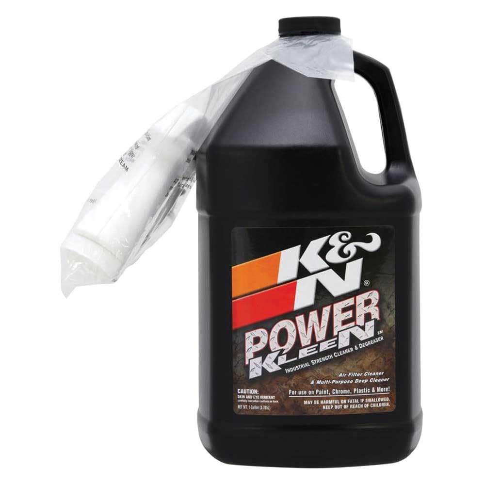 K&N Power Kleen bottle front view, a powerful degreaser for cotton air filters
