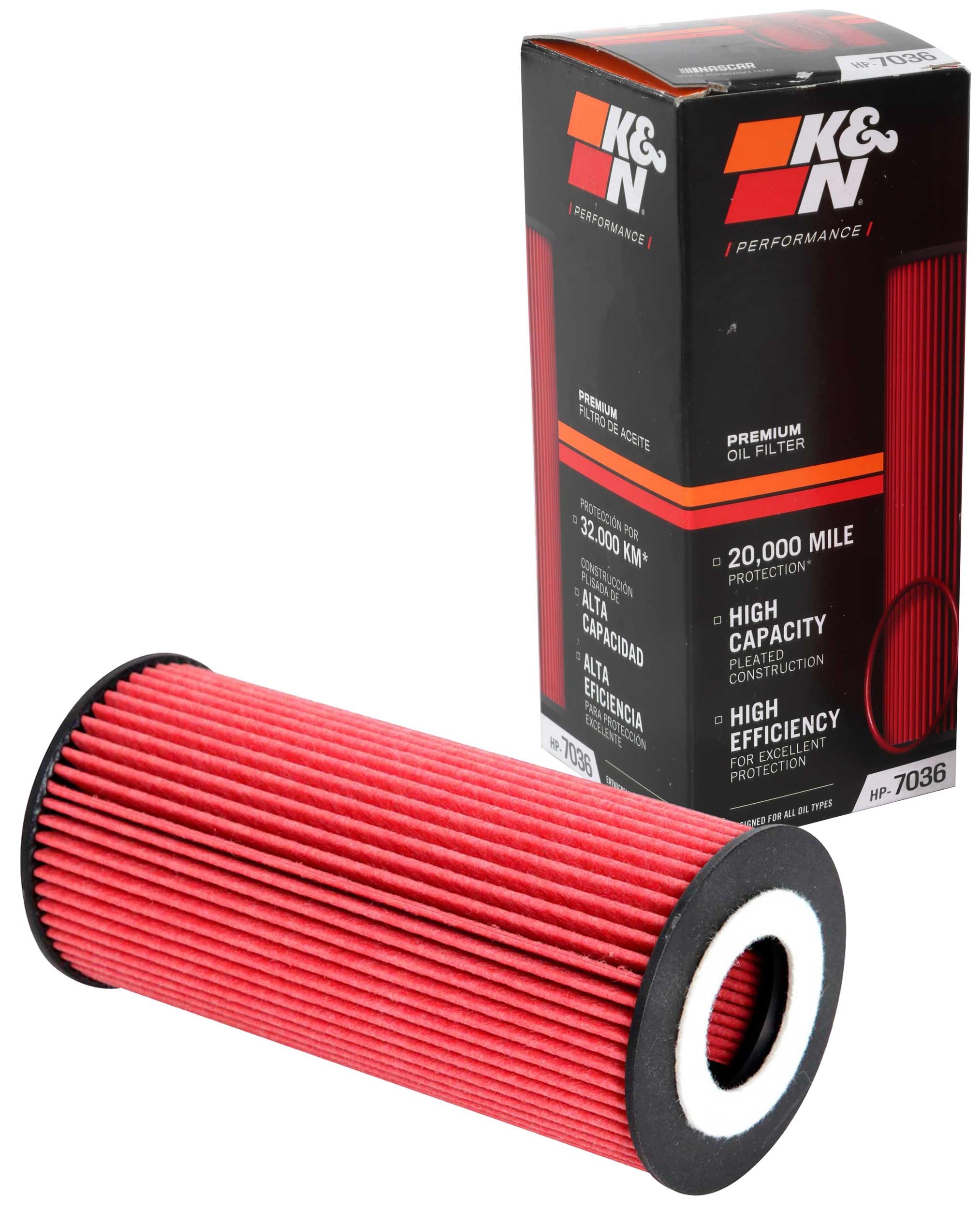 K&N premium oil filter showing hex nut for easy removal
