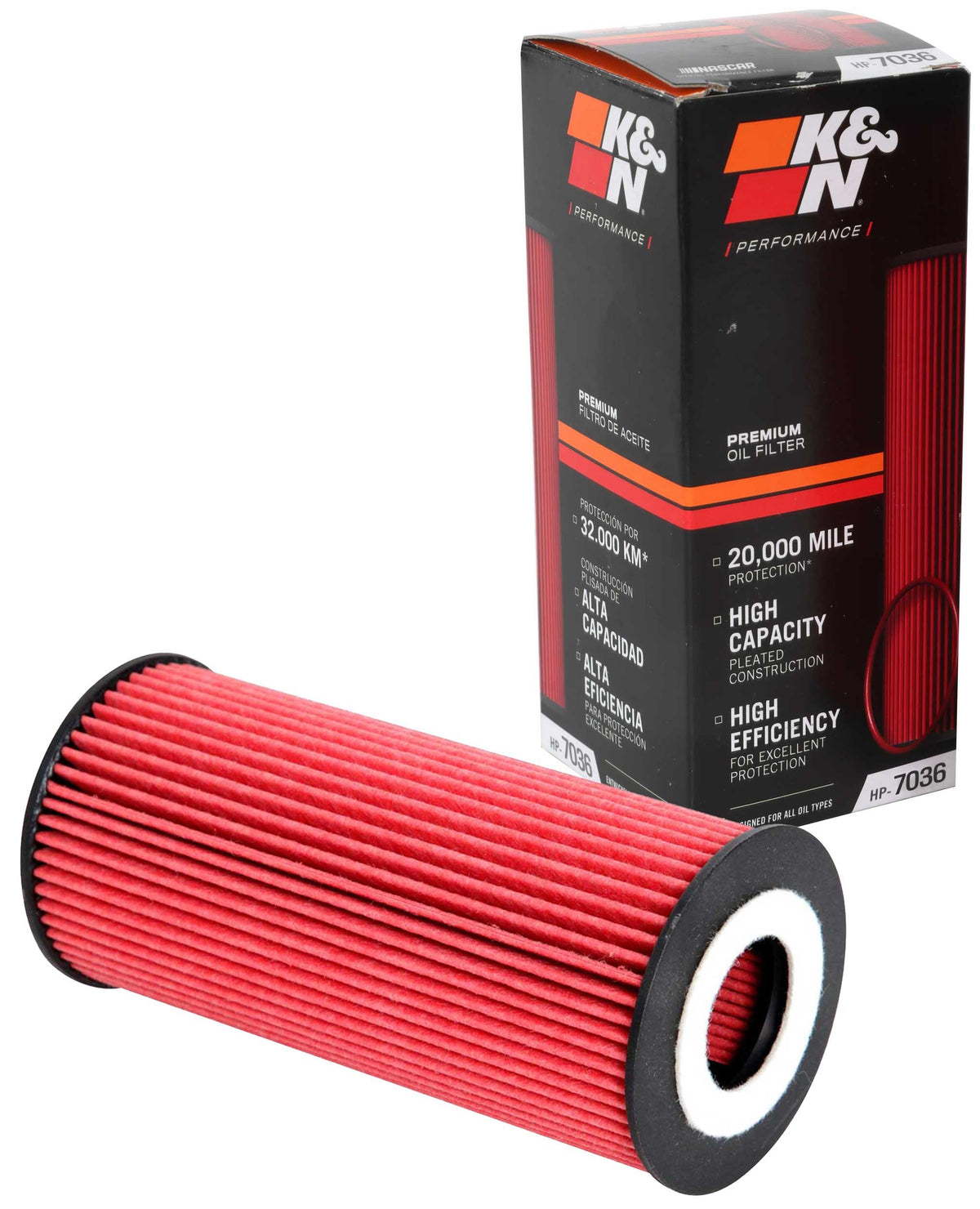 K&N premium oil filter showing hex nut for easy removal