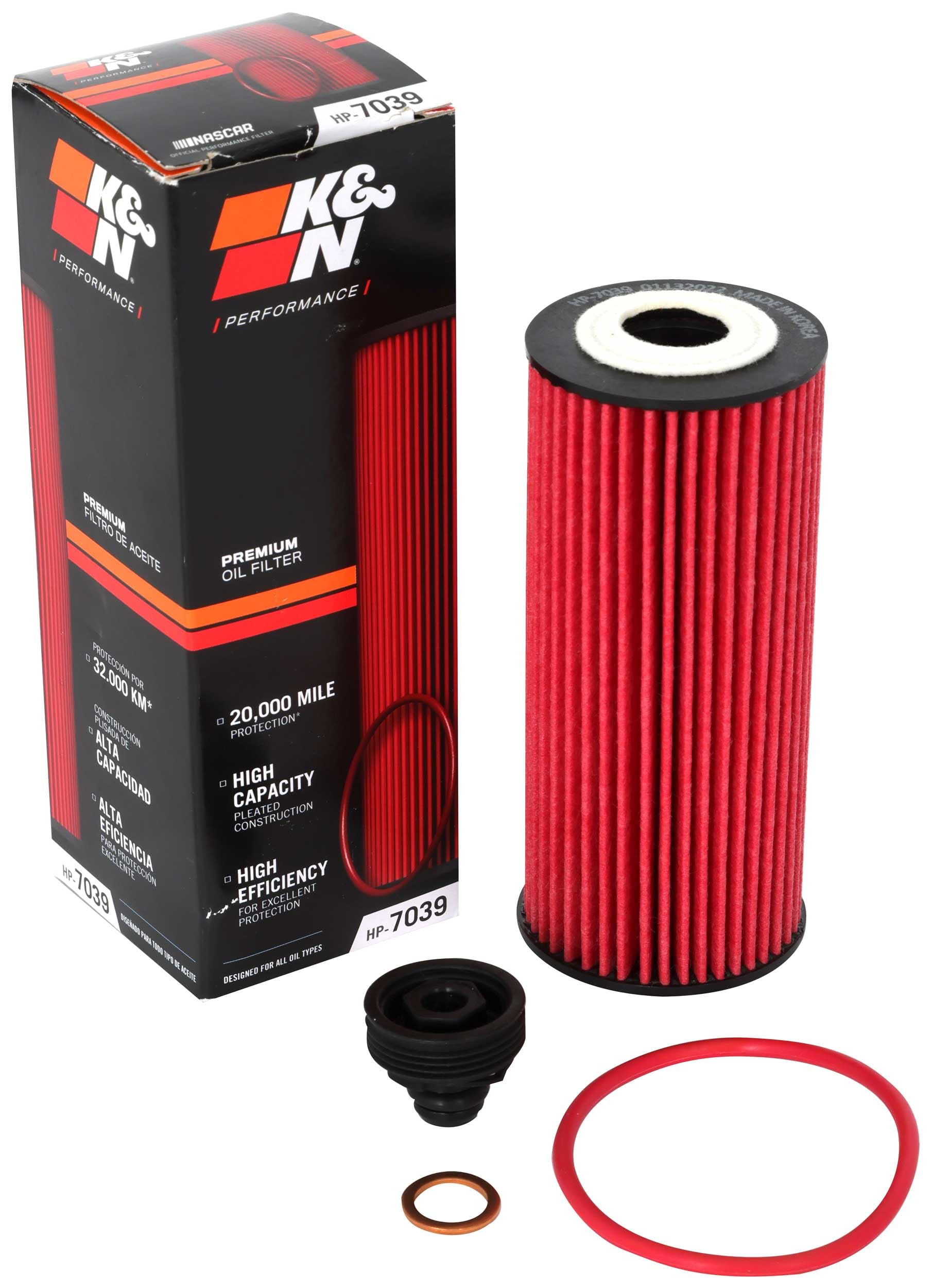 K&N premium oil filter with heavy-duty canister for durable engine protection.