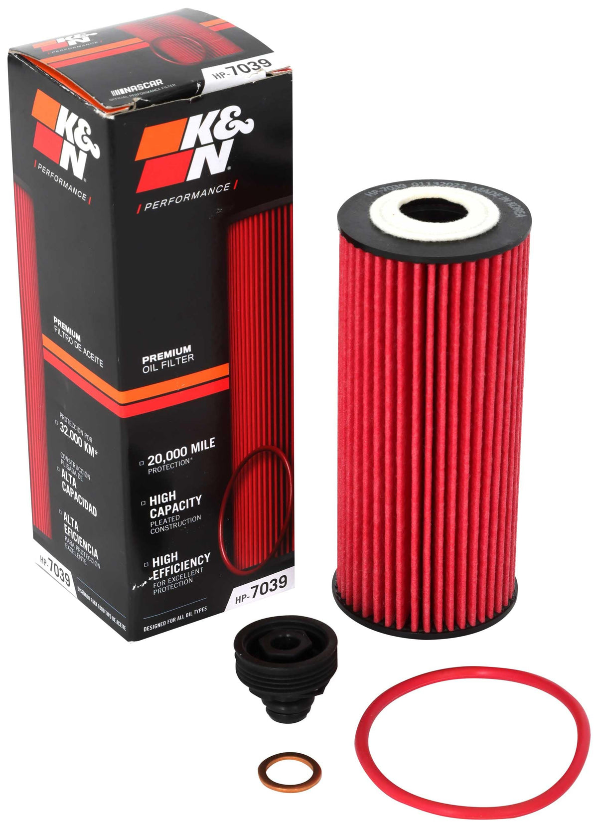 K&N premium oil filter with heavy-duty canister for durable engine protection.