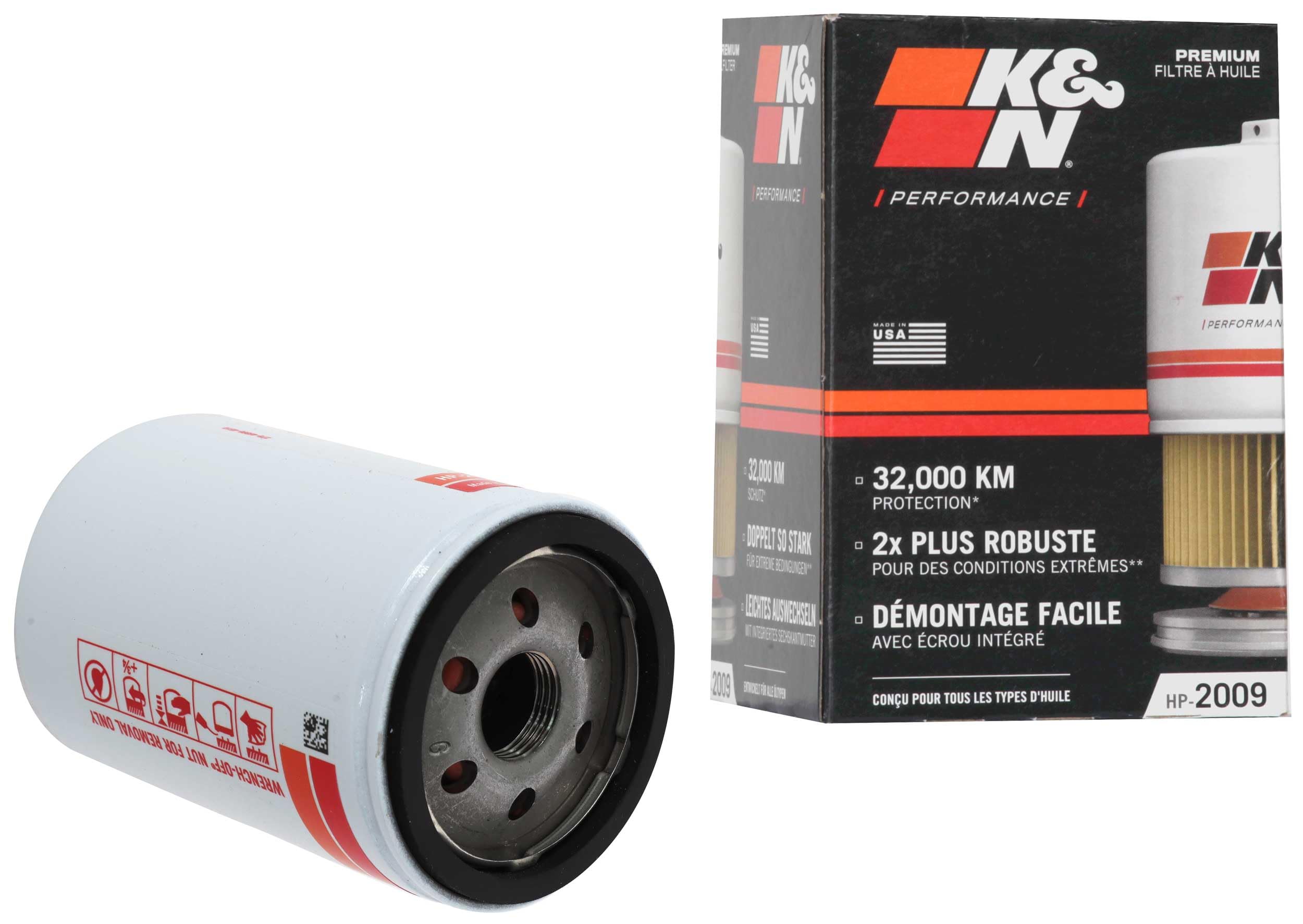 K&N Premium Oil Filter with wrench-off nut for quick removal