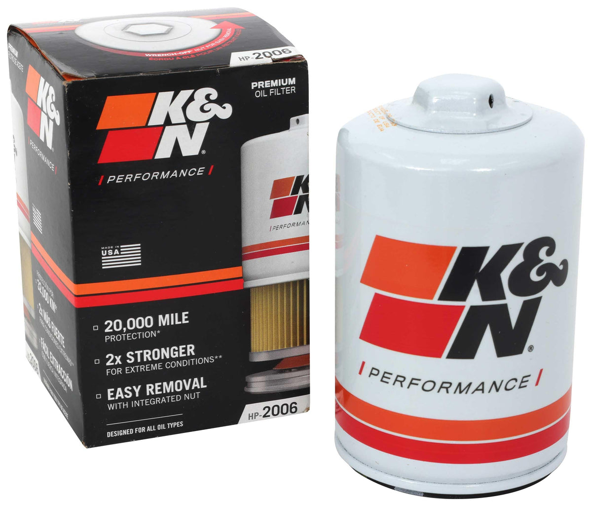K&N Premium Oil Filter with wrench-off nut for quick removal