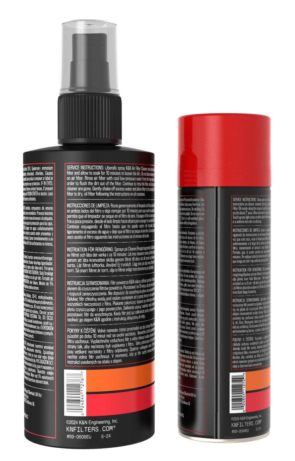 K&N red filter oil applied to cotton pleats for improved contaminant capture and filtration efficiency.