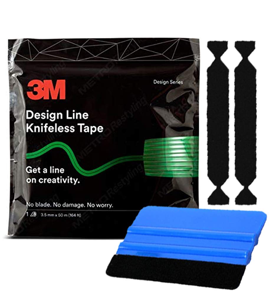 Knifeless Design Line 50m tape roll with toolkit for safe vinyl wraps and precise lines.