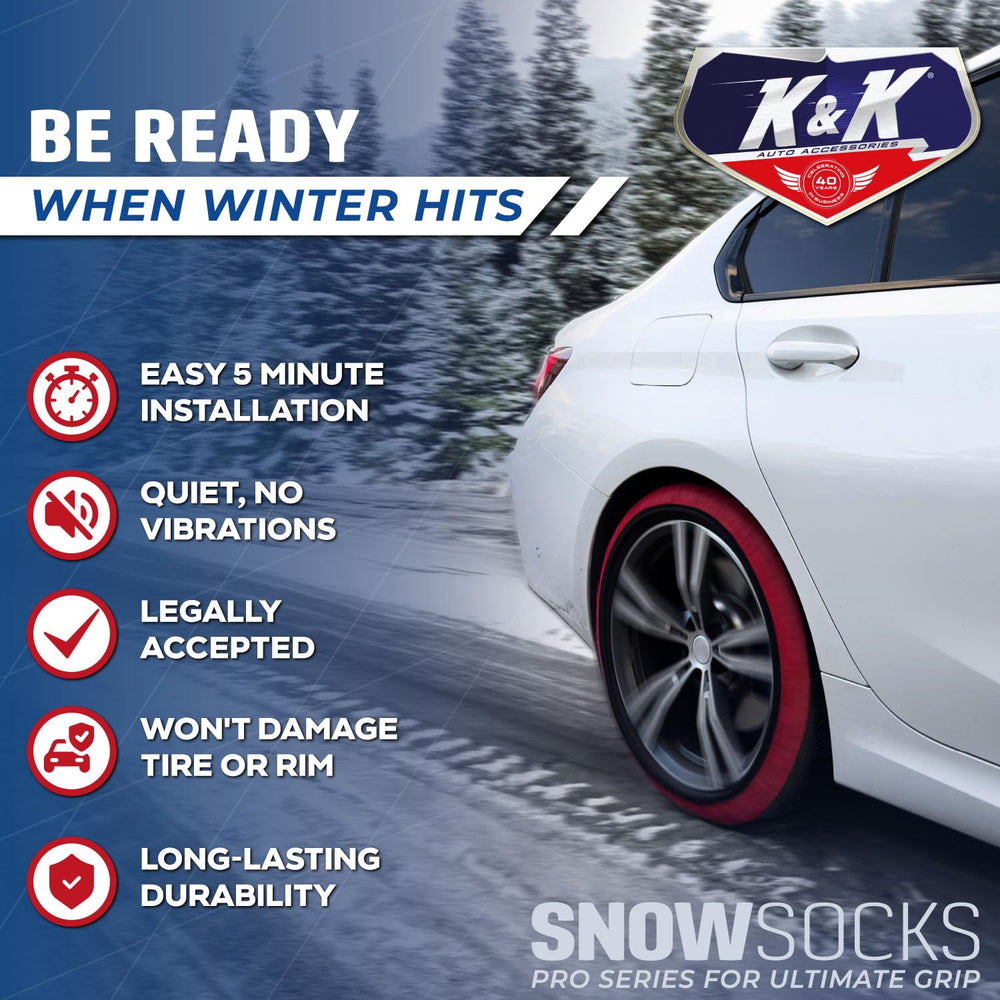 Storage bag holding KNK Pro Snow Socks kit