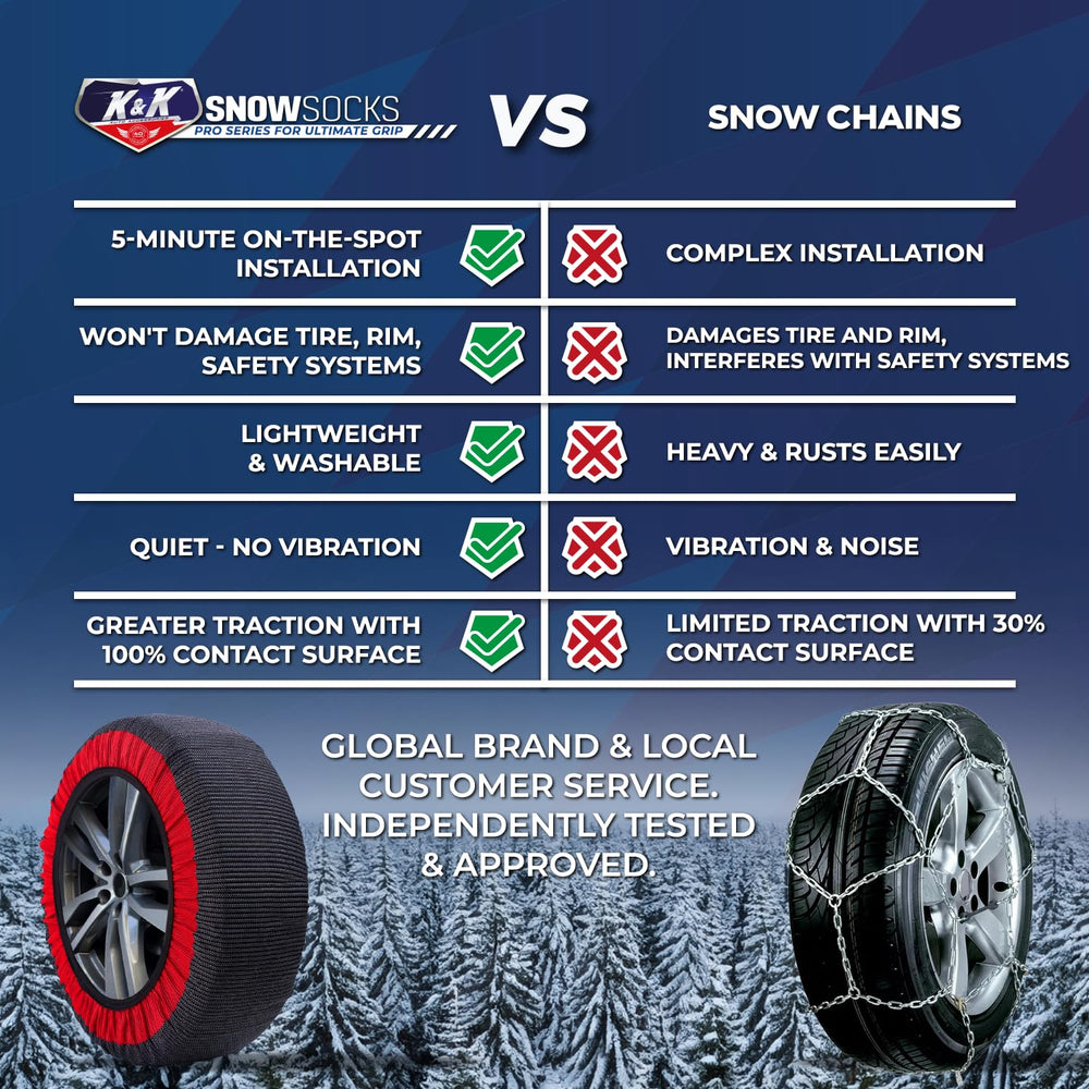 KNK Boutique K&K Pro Snow Socks installation instructions guide quick setup