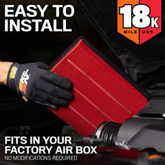 K&N engine air filter installed in a Honda Civic for easy fit.