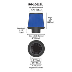 K&N round tapered design supports efficient airflow for potential performance gains.