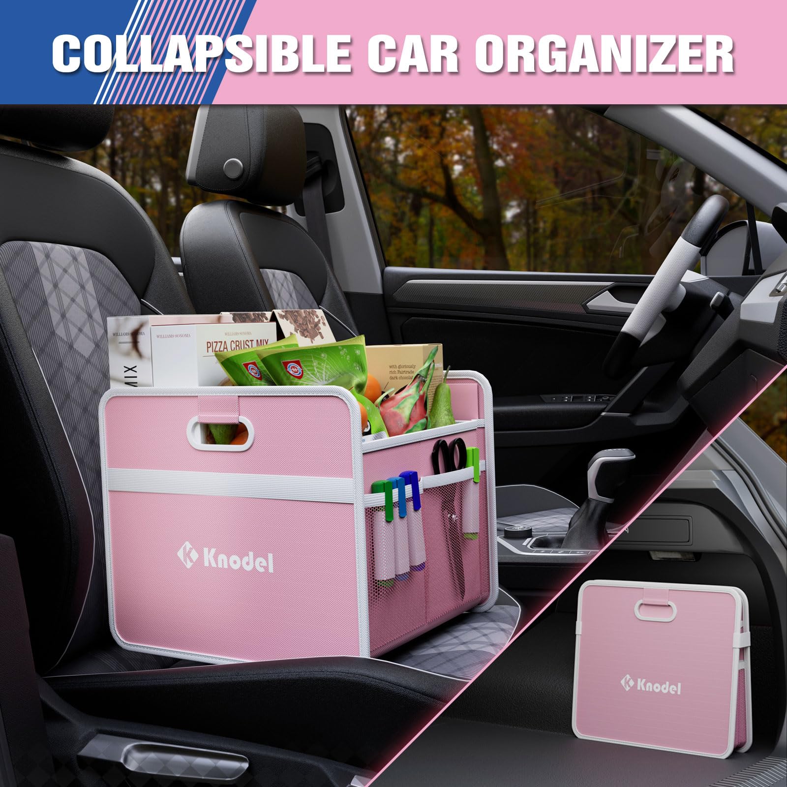 Knodel trunk organizer non-slip bottom stays in place during trips.