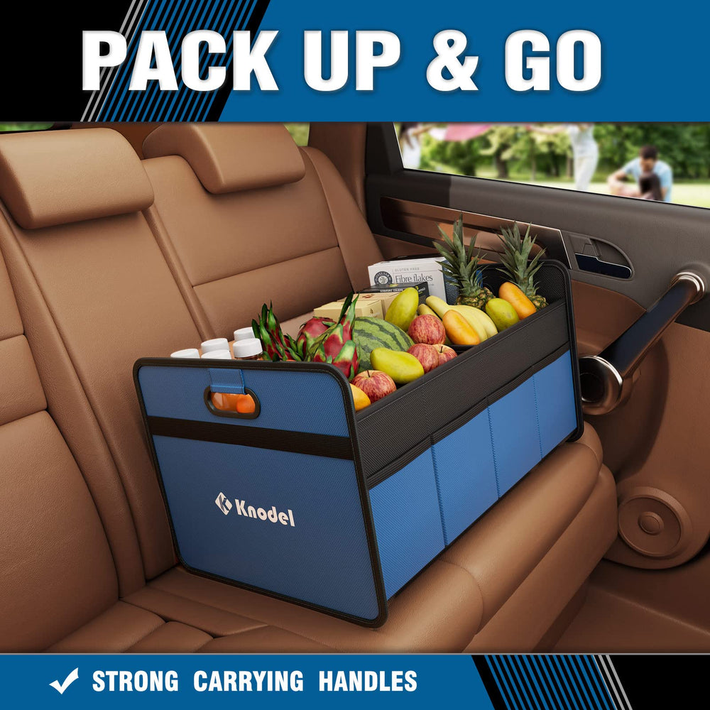 K KNODEL organizer with reinforced handles for secure carrying.