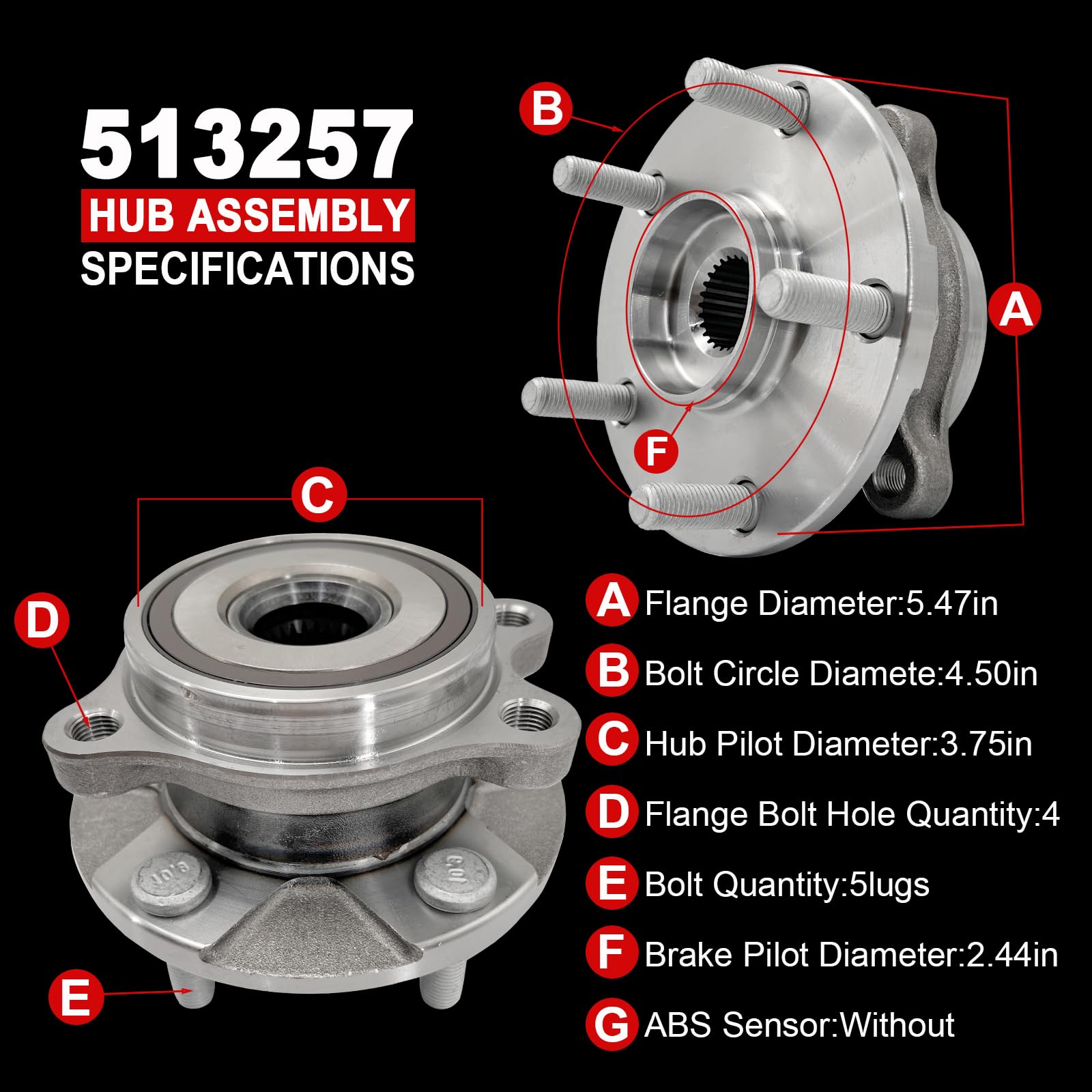 KNOLET 513257 front hub for Corolla IM 2017-2018, precise fit