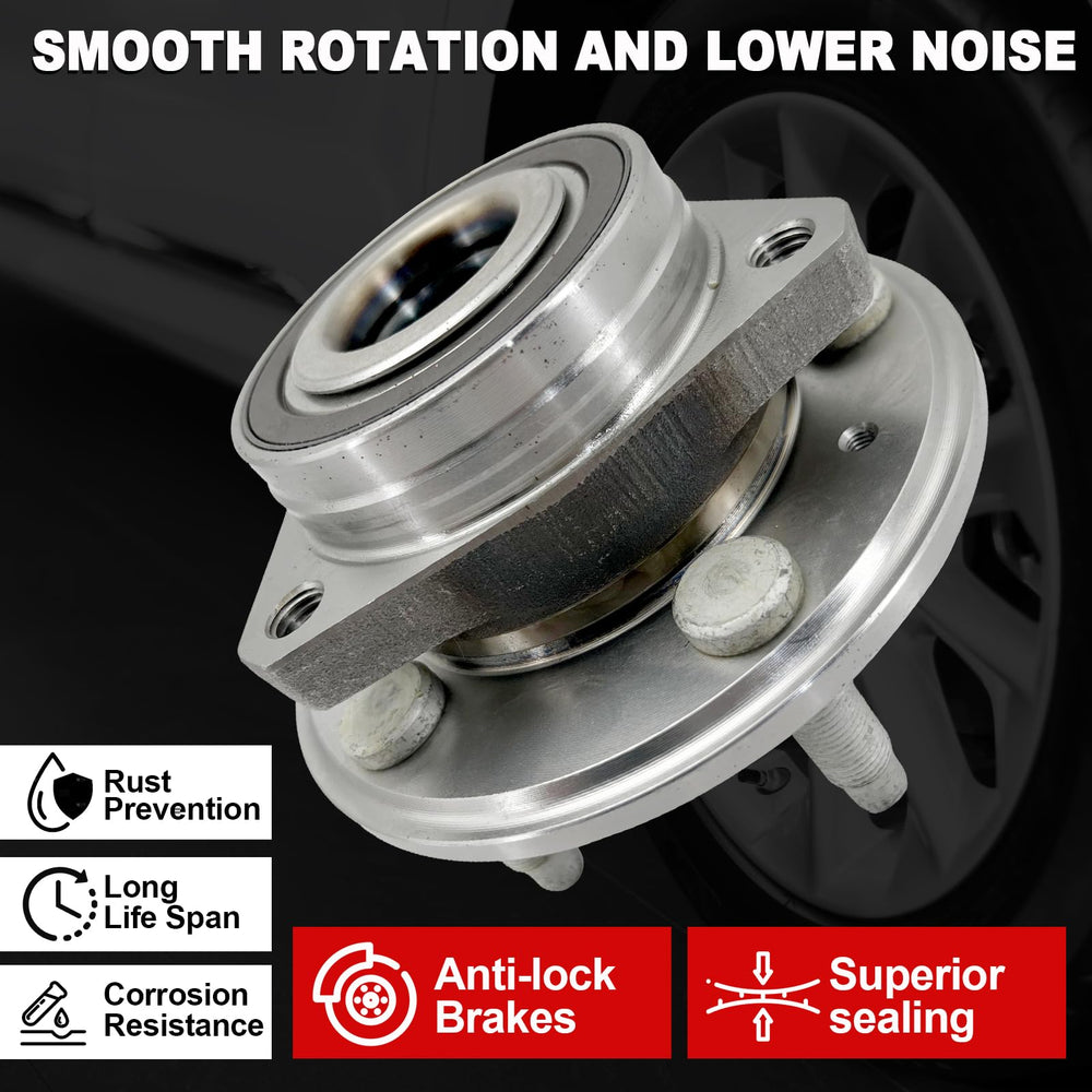 KNOLET 513282 rear-left hub assembly helps reduce driveline vibrations on supported cars.