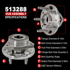 KNOLET 513288 rear-right hub assembly promotes consistent braking feel