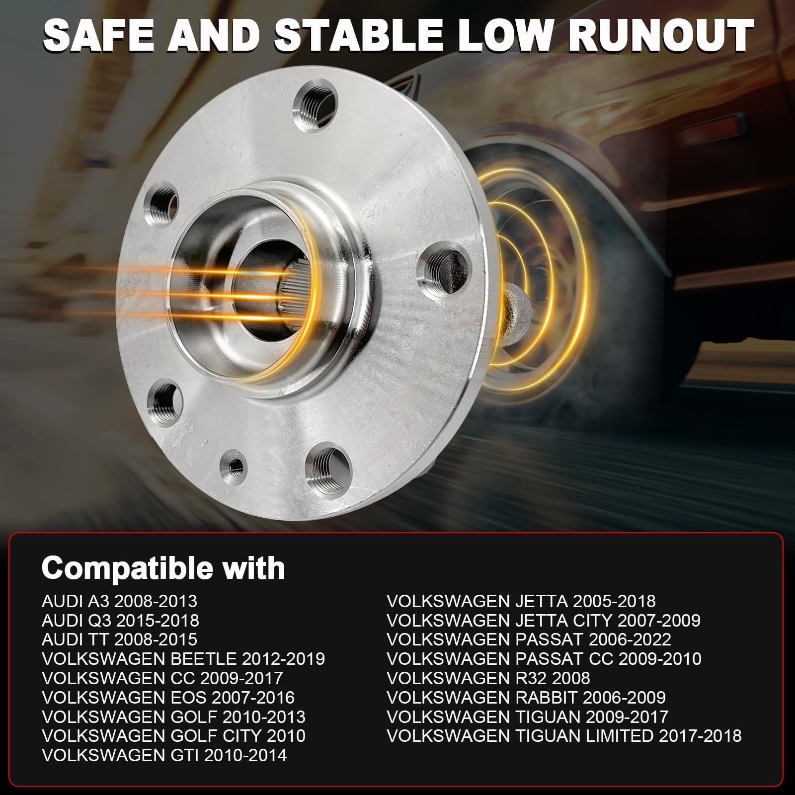 KNOLET front wheel bearing assembly for Audi Q3, enhances ride stability and durability.