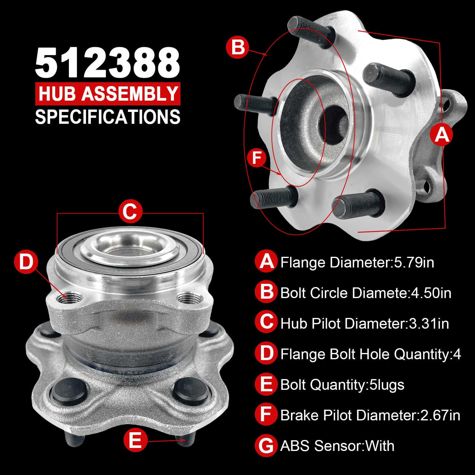 KNOLET 512388 rear-view hub assembly built for durability.