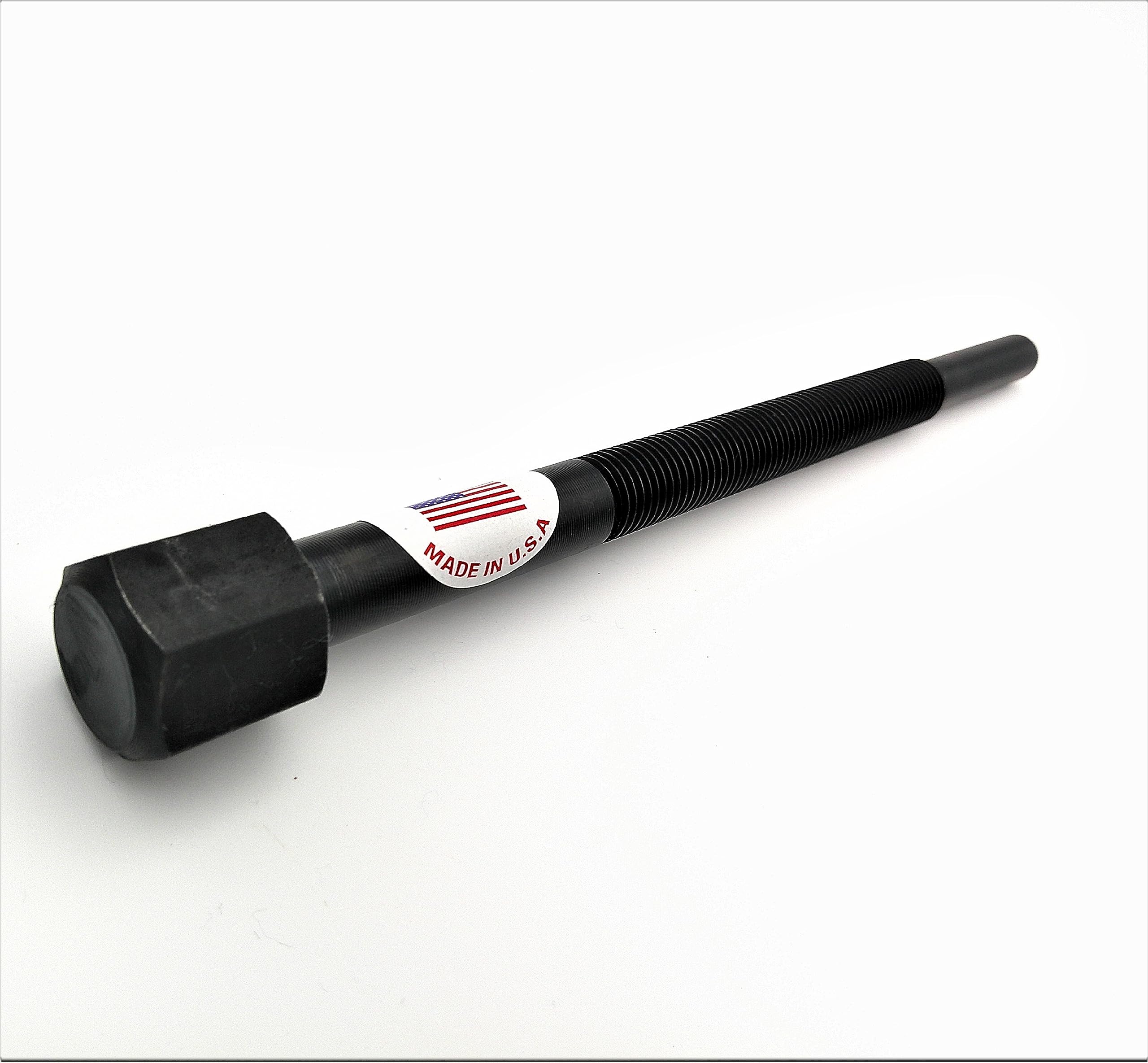 KNS clutch puller thread closeup, heat-treated tip enhances durability during use.
