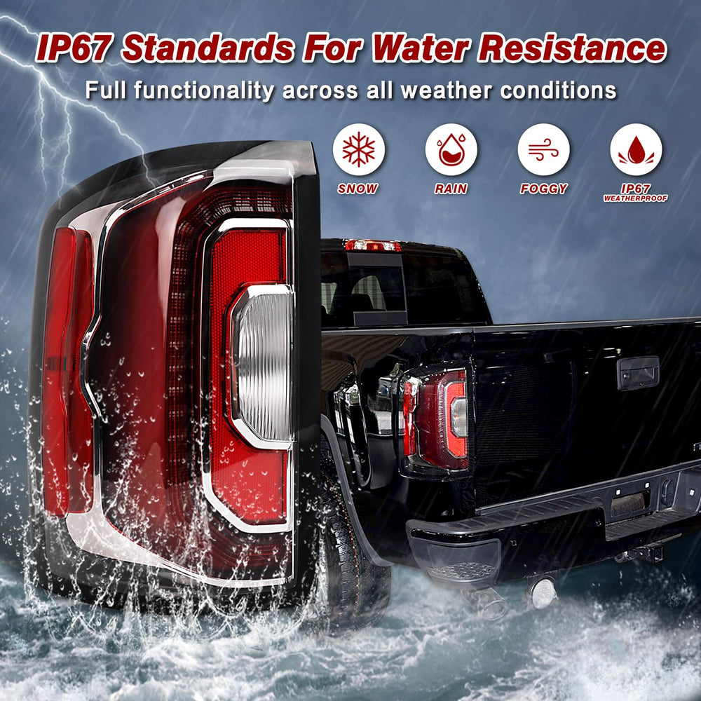 Close-up of KNSPEC LED tail light shows bright LEDs and durable housing