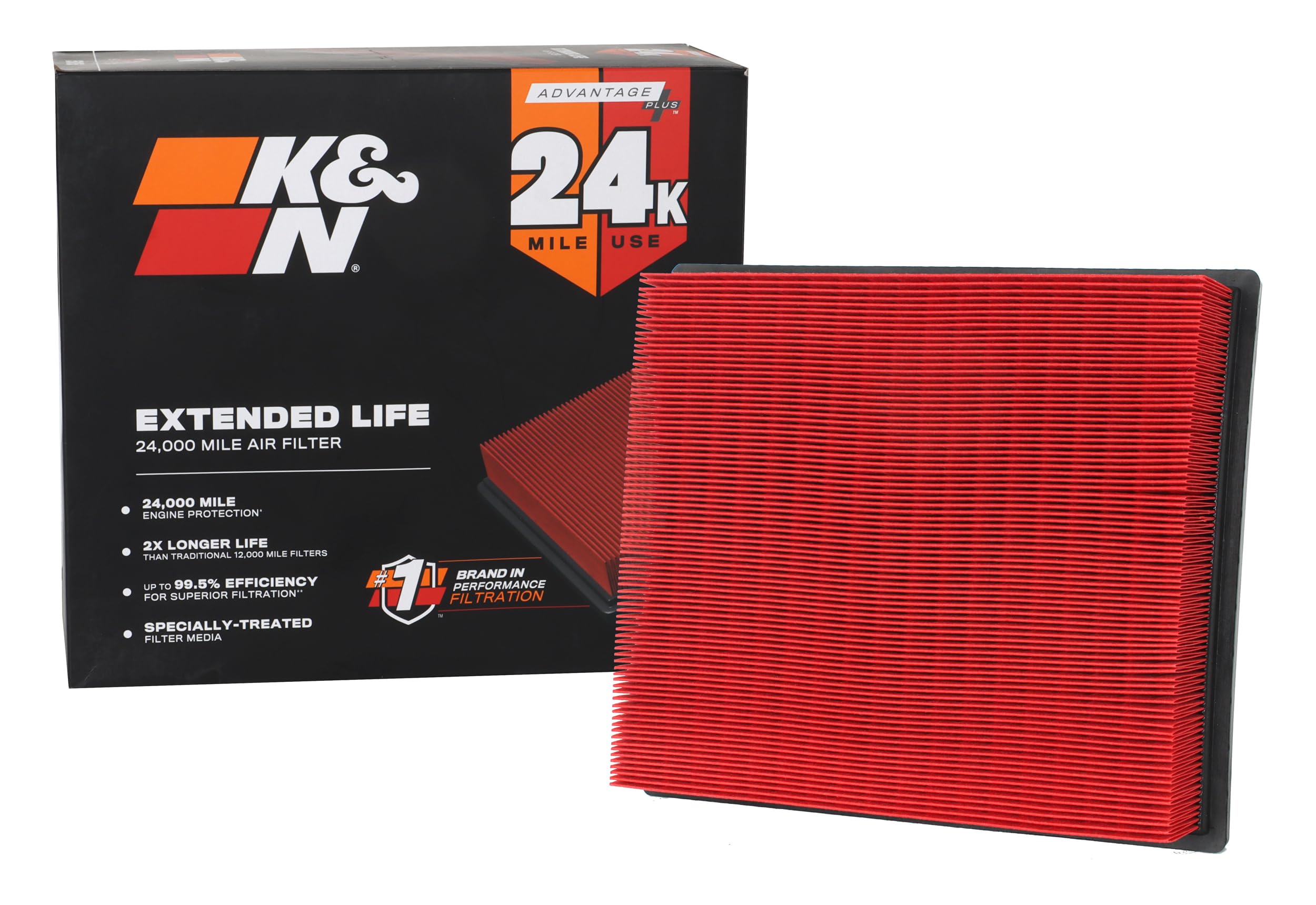 K&N KNX-5017 engine air filter installed in factory housing for a clean fit.