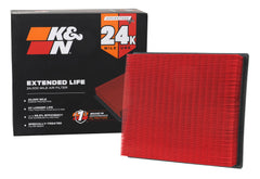 K&N KNX-5017 engine air filter installed in factory housing for a clean fit.