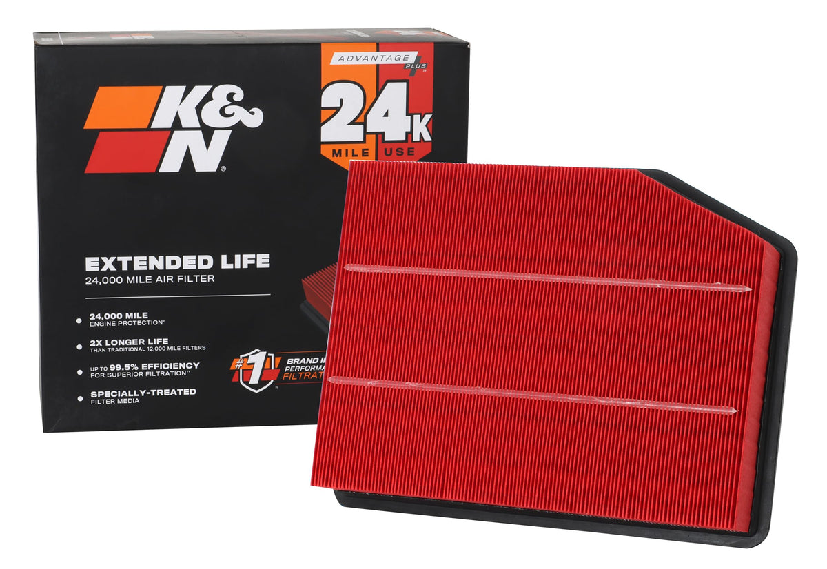 K&N KNX-5083 air filter closeup with rugged premium media for up to 24,000 miles