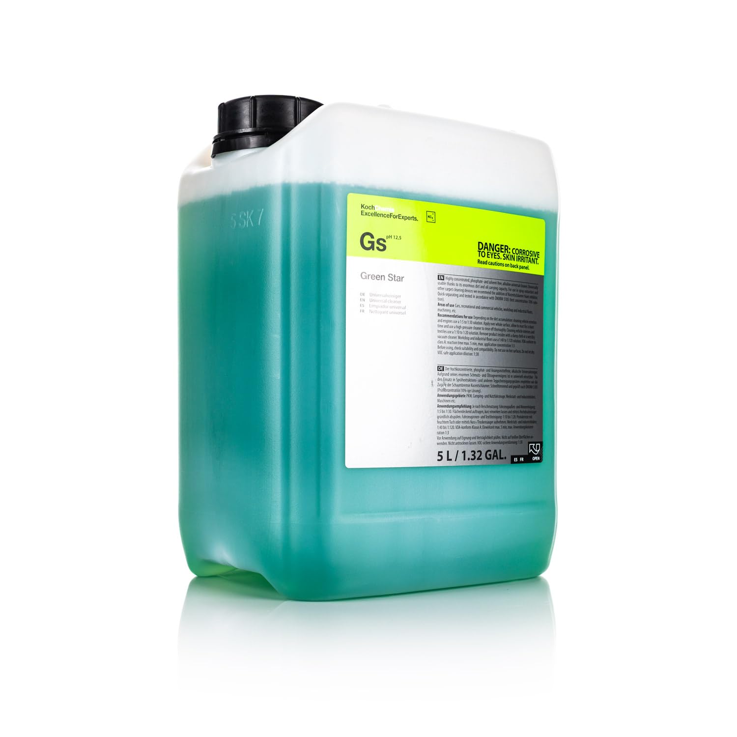 Koch-Chemie Green Star bottle for dilution demonstrates flexible interior and exterior cleaning