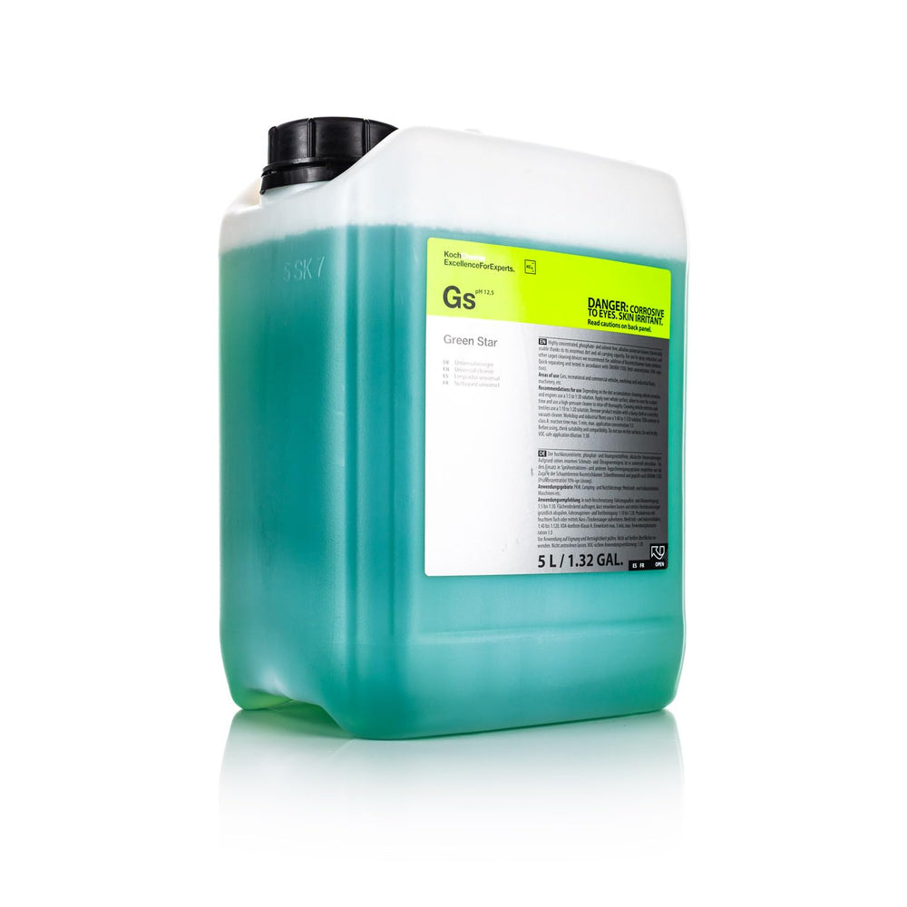 Koch-Chemie Green Star bottle for dilution demonstrates flexible interior and exterior cleaning