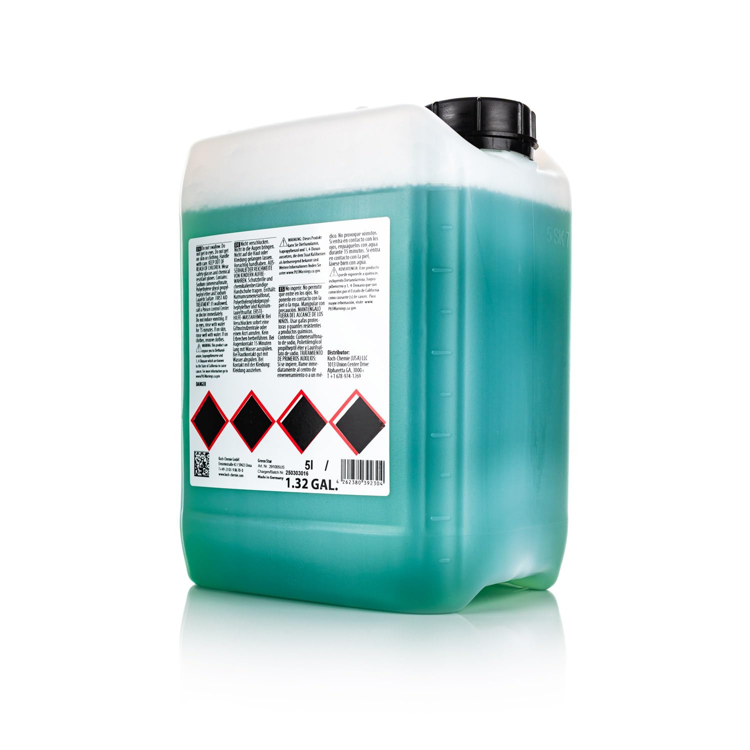 Koch-Chemie Green Star spray bottle use highlights quick, controlled surface cleaning