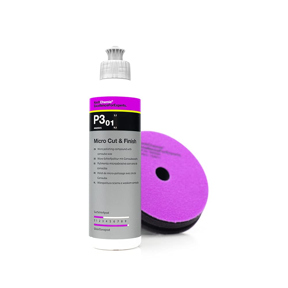 Koch-Chemie Micro Cut & Finish panel application demonstrates precise paint correction.
