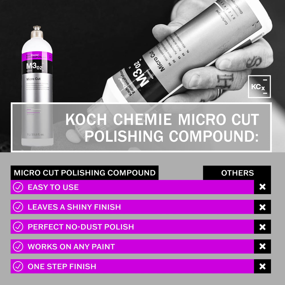 Koch-Chemie Micro Cut hologram removal close-up showing uniform action