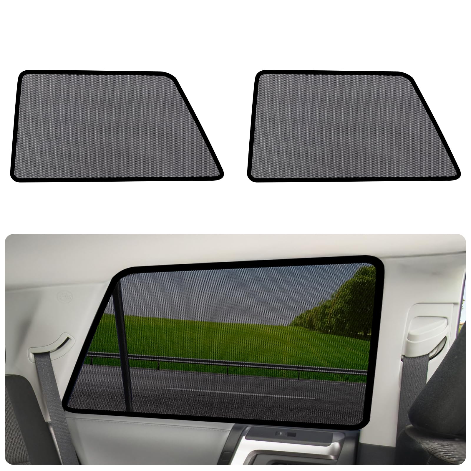 Two shades included for complete backseat coverage.