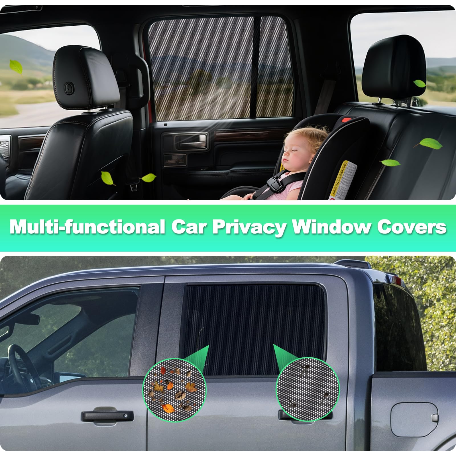KOCZIL breathable mesh shade keeps interior cool and comfortable.