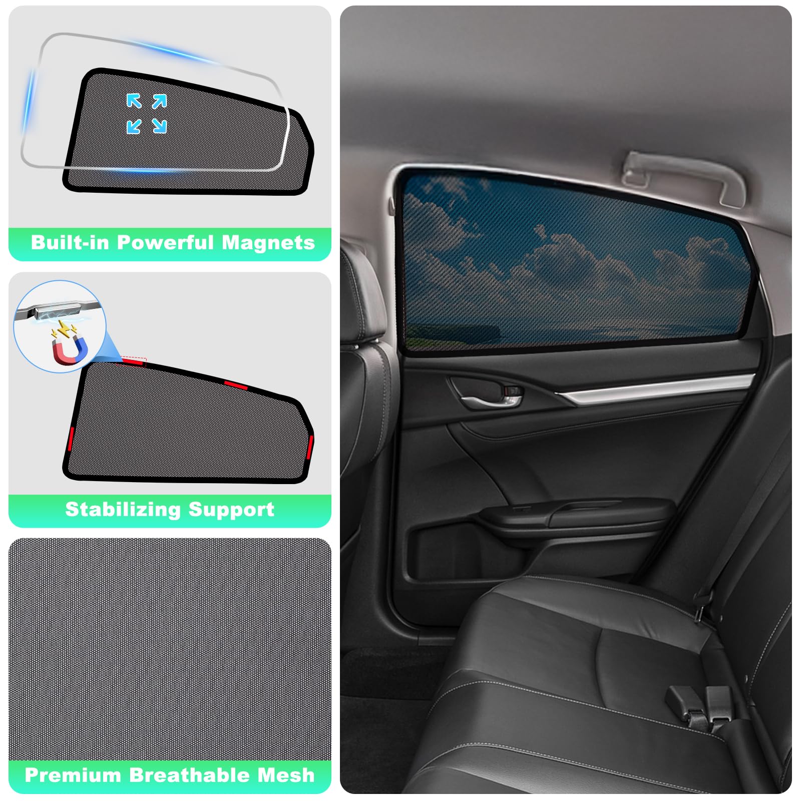 KOCZIL rear window shade installs in seconds using magnets for quick setup