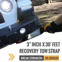 Kodiak Straps heavy-duty tow strap 30ft suited for trucks and SUVs.