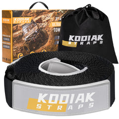 Kodiak Straps tow strap 3in x 30ft with reinforced loops for vehicle recovery.