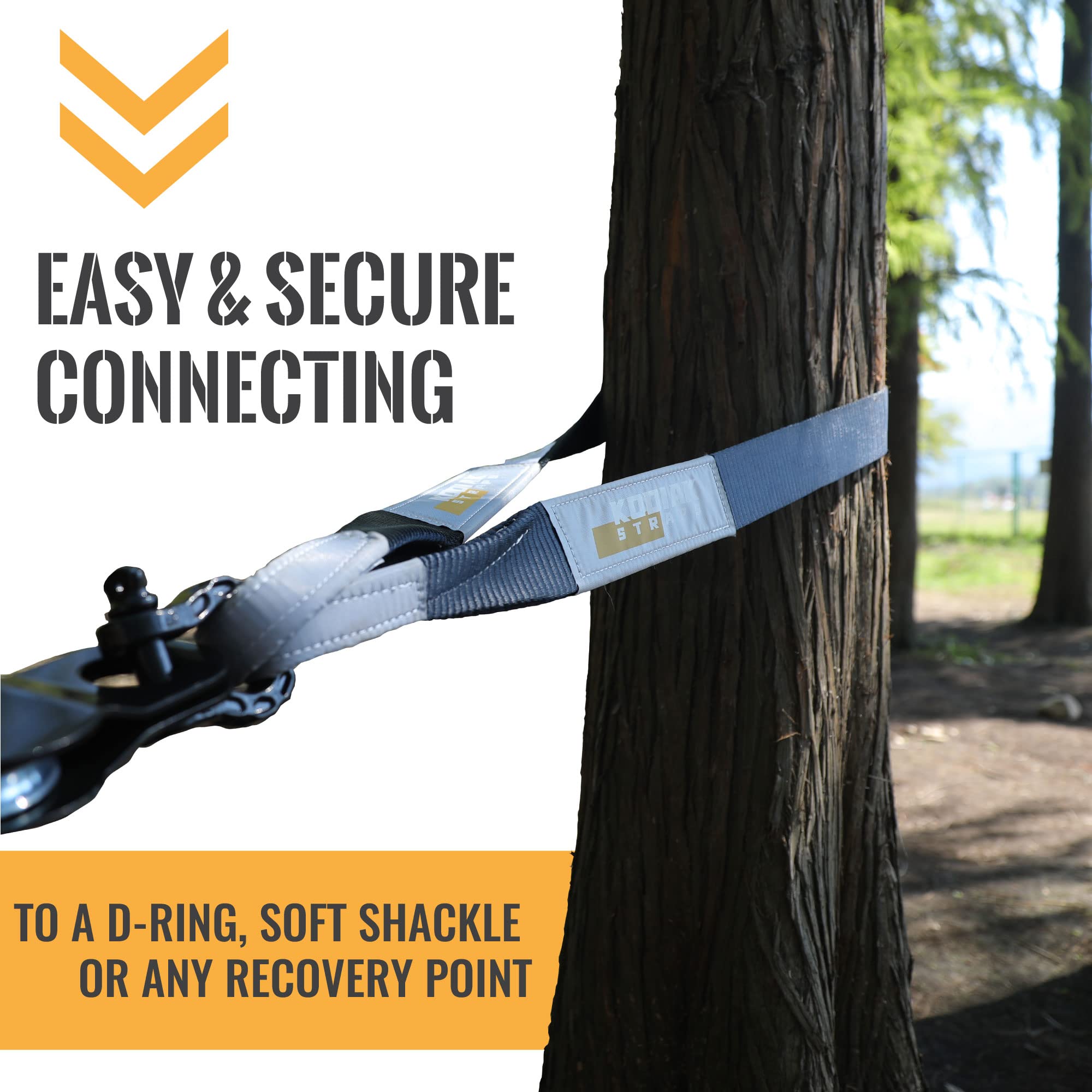 Kodiak Straps weather-resistant tow strap for any outdoor recovery.
