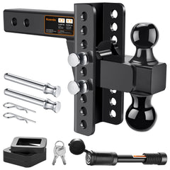 Koerdo adjustable trailer hitch with 2in receiver enables versatile towing.