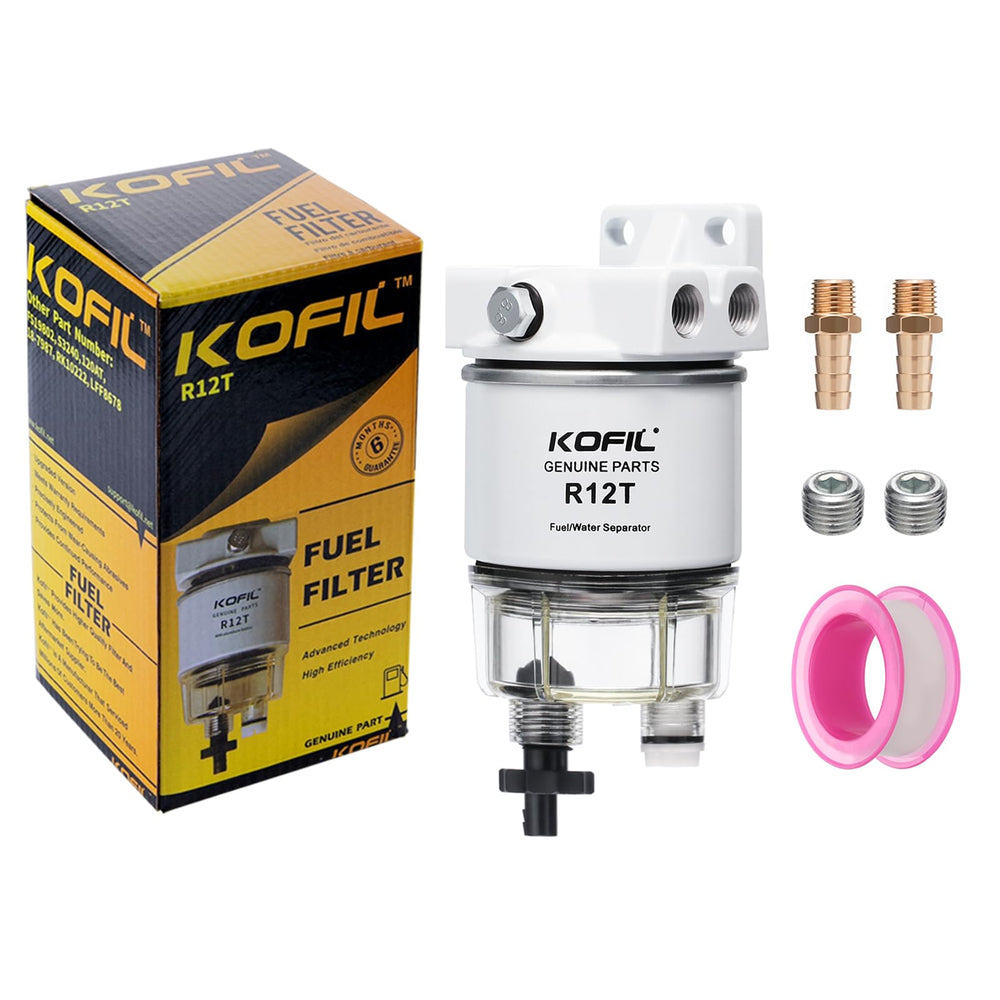 KOFIL R12T fuel water separator assembly front view for quick installation and engine protection