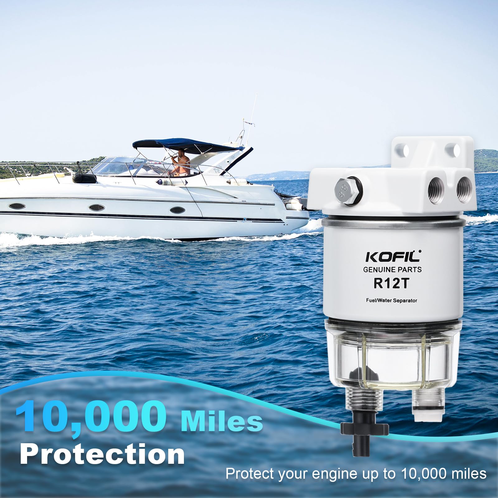 KOFIL R12T side view showing rugged rust-resistant housing for marine use