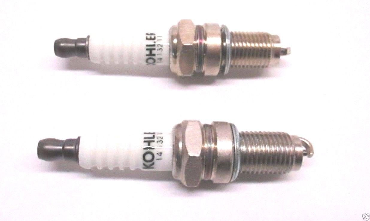 Kohler spark plug 12mm RFI pack close-up for reliable ignition in outdoor equipment.