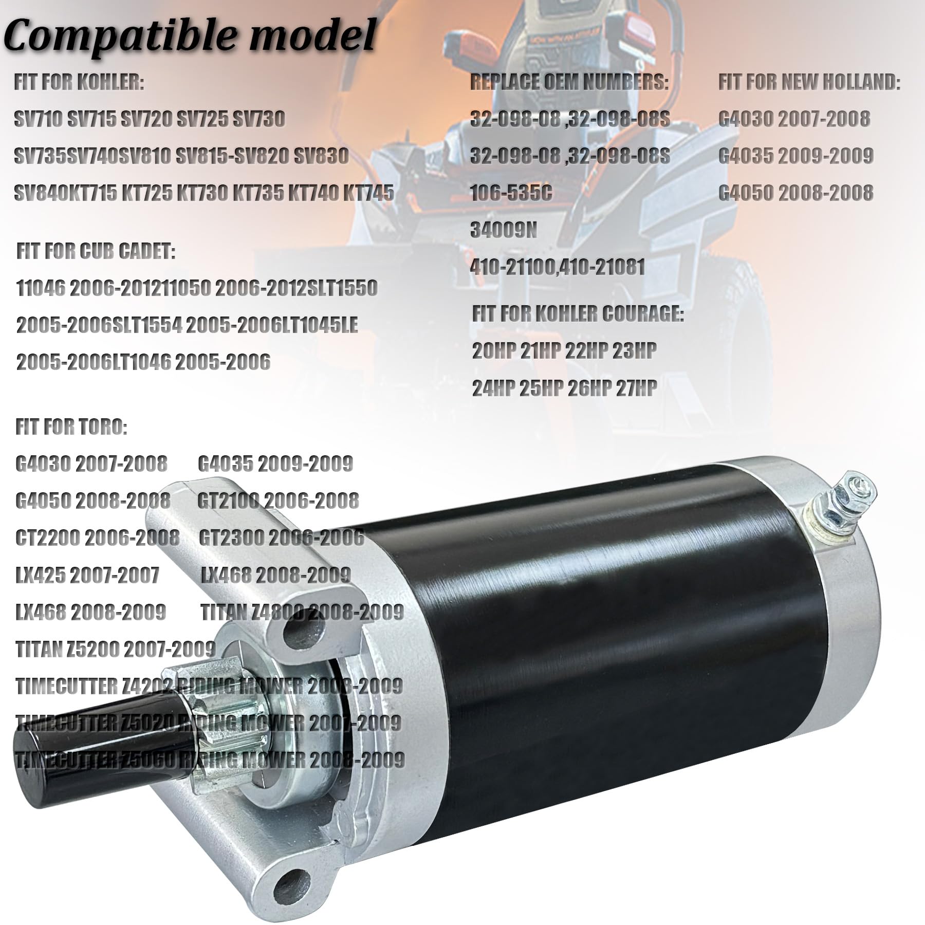 Kohler Starter 7000 Series materials close-up with carbon steel gear and aluminum bottom