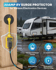 Kohree 30A RV surge protector compact plug enables easy setup on the campsite.
