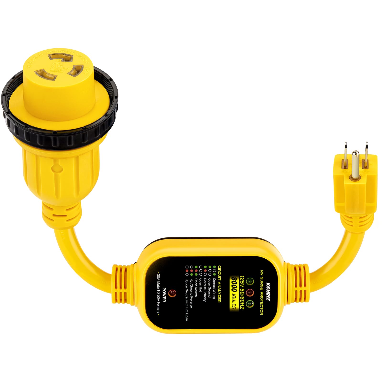 Kohree 30A to 110V RV adapter with twist-lock for safe campsite power.