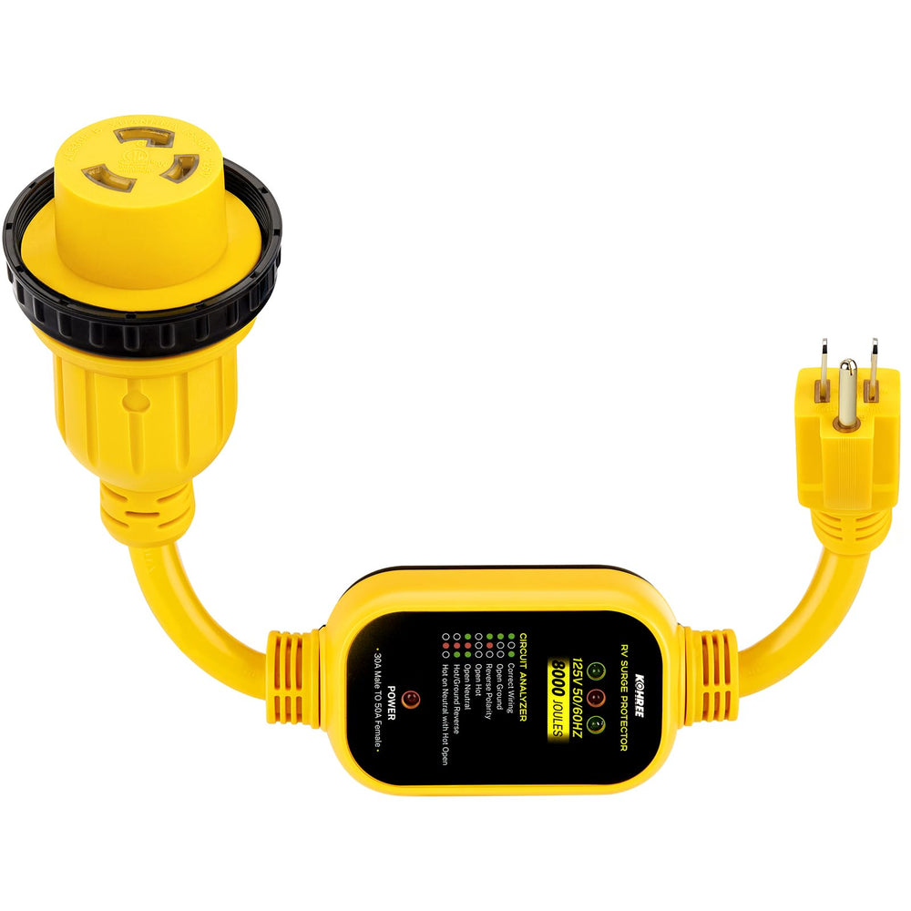 Kohree 30A to 110V RV adapter with twist-lock for safe campsite power.