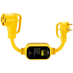Kohree 30A to 50A RV adapter with surge protection ready for campground use
